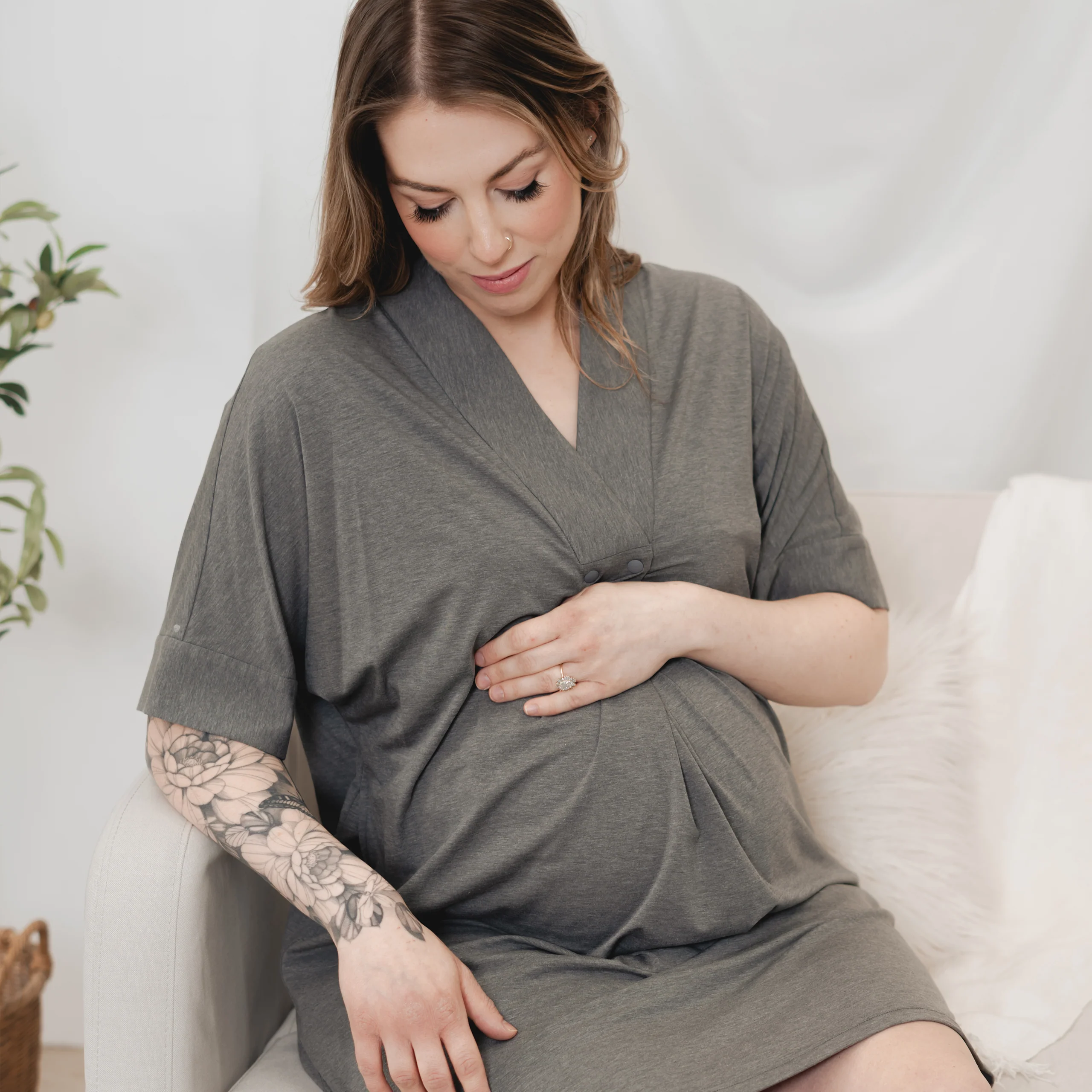 Nest Bump Women's Short Sleeve Nursing Dress - Image 3